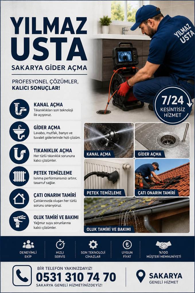 Yılmaz Usta Sakarya gider açma hizmet listesi
